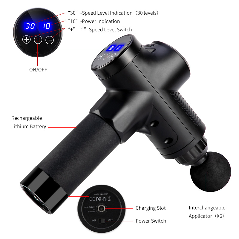 Professional Portable 30 Speed LED Touch Screen 2021 Mini Vibration Body Deep Muscle Massage Gun