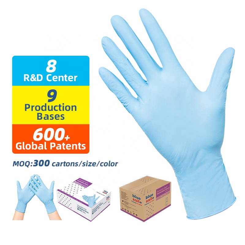 100PCS/Box Nitrile Vinyl Gloves Anti Chemical Waterproof Gloves Disposable Blue Nitrile Vinyl Gloves Powder Free For Industrial