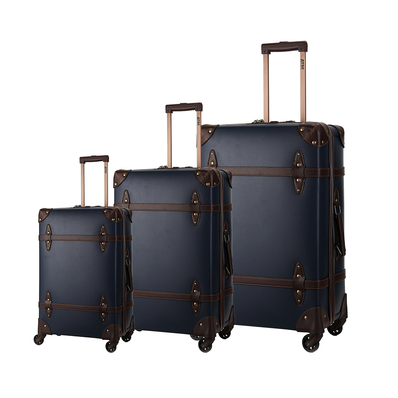 Pu Leather Hand Made 3 Pieces Trolley Luggage Set Vintage Luggage Suitcase Decorative Case Travel Luggage Suitcase