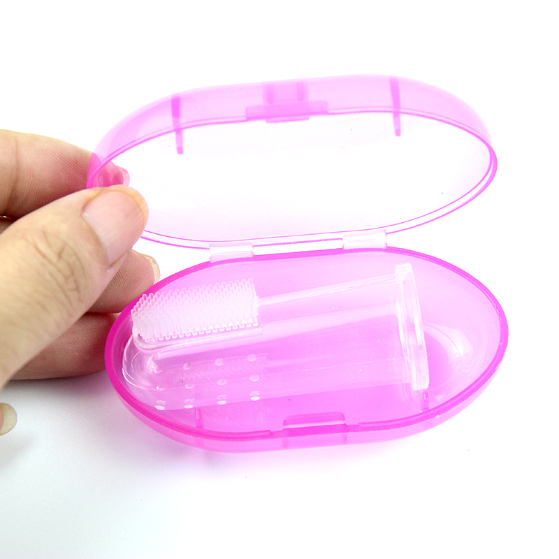 High quality baby finger toothbrush kids safety silicone baby teether with box baby soft tooth cleaning tool