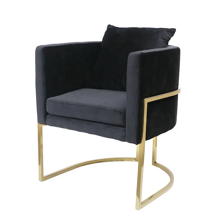 Mid Century Modern Furniture Brushed stainless steel upholstery Restaurant Julius Dining Black Velvet Chair gold