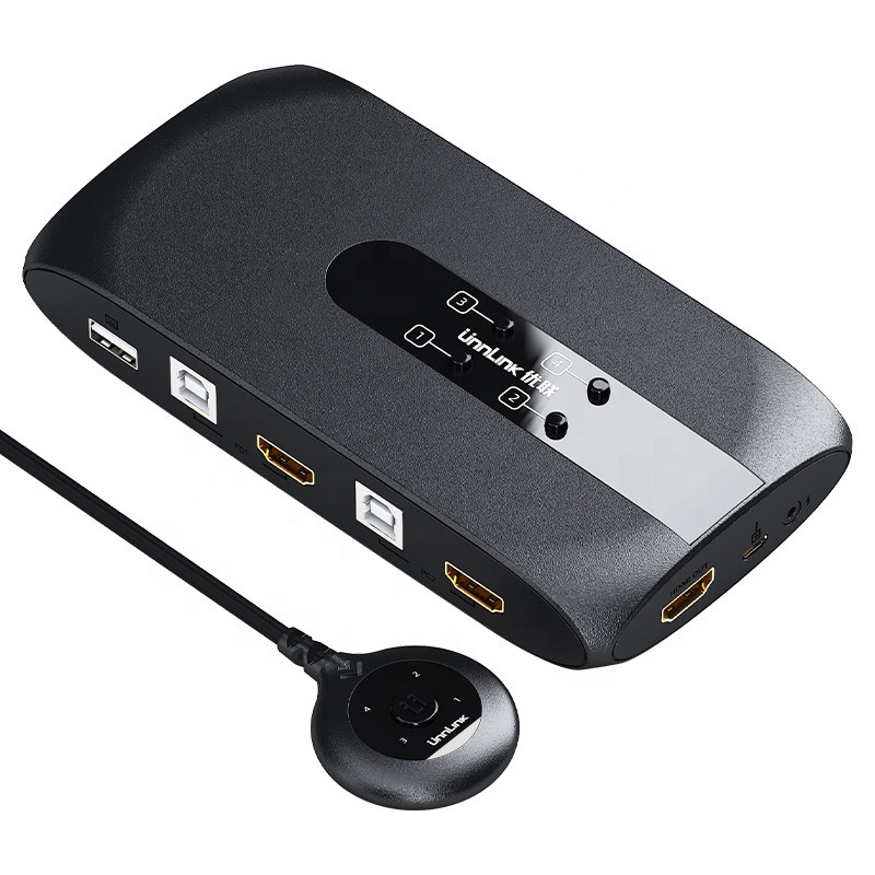 Unnlink 4K @ 30 Гц HDMI KVM переключатель 4 порта 4 Компьютер Обмен 1 дисплей 4 порта USB с расширения рабочего стола контроллер