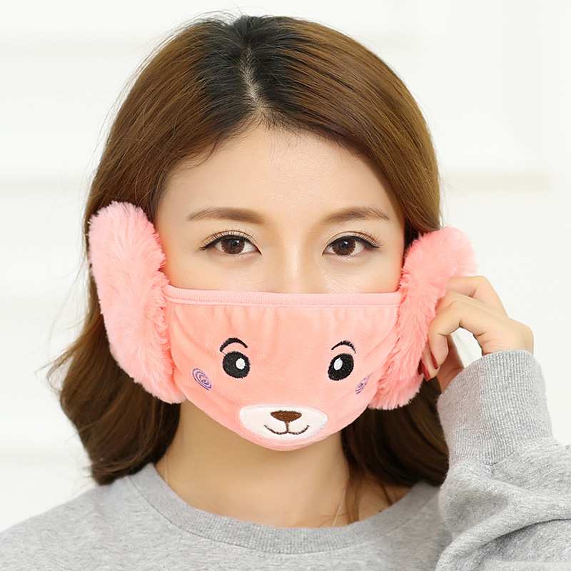 Velvet Girls Winter Ear Muff Wrap Band Ear Warmer Earlap 2 in 1 Adult Mask with Earmuff