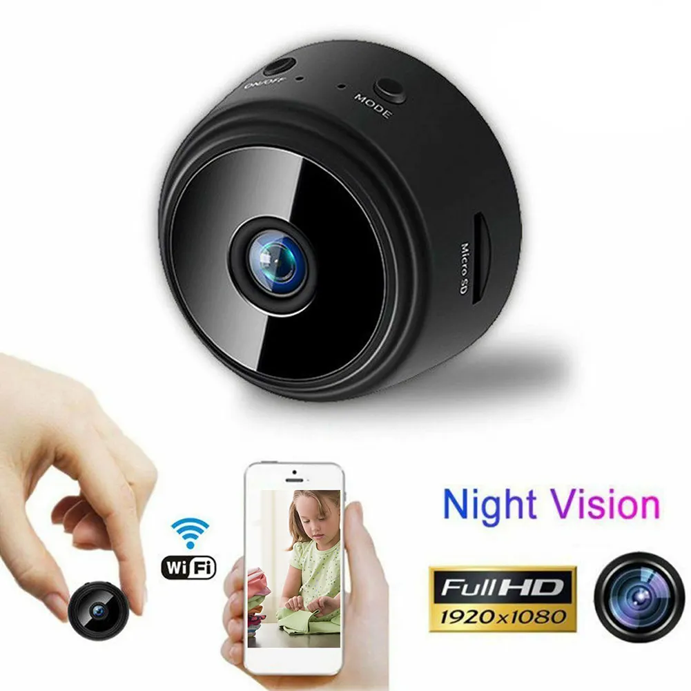 A9 1080P Indoor Home Small Mini Cam Security WIFI CAMREA BLACK BEAN