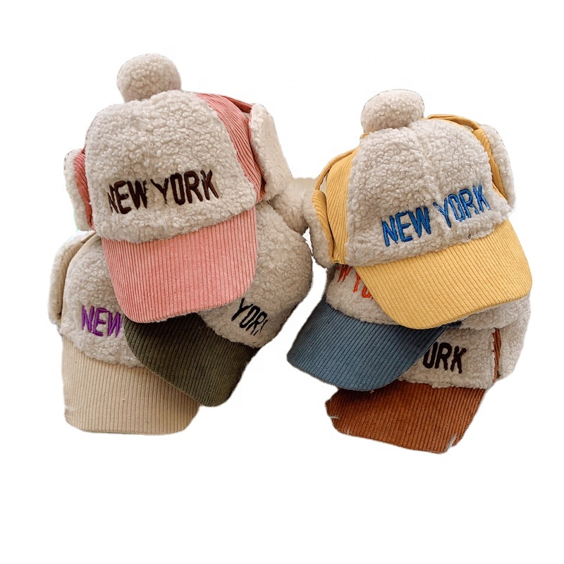Windproof Warm baby cap Lamb Wool Baseball hats for baby