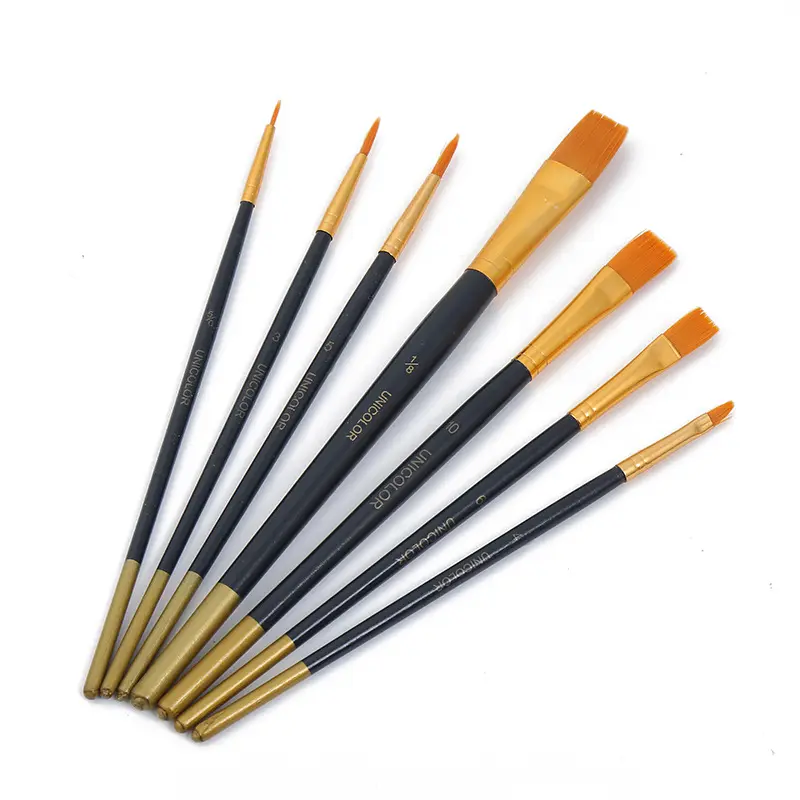 6 Pcs/set Nylon Artist Paint Brush Professional Watercolor Acrylic Wooden Handle Painting Brushes
