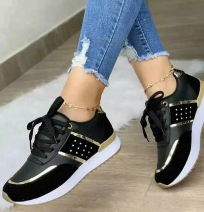 GX01A68 Women Fashion Round Toe Platform Shoes Casual Shoes Women Lace-Up Sport Plus Size Shoes
