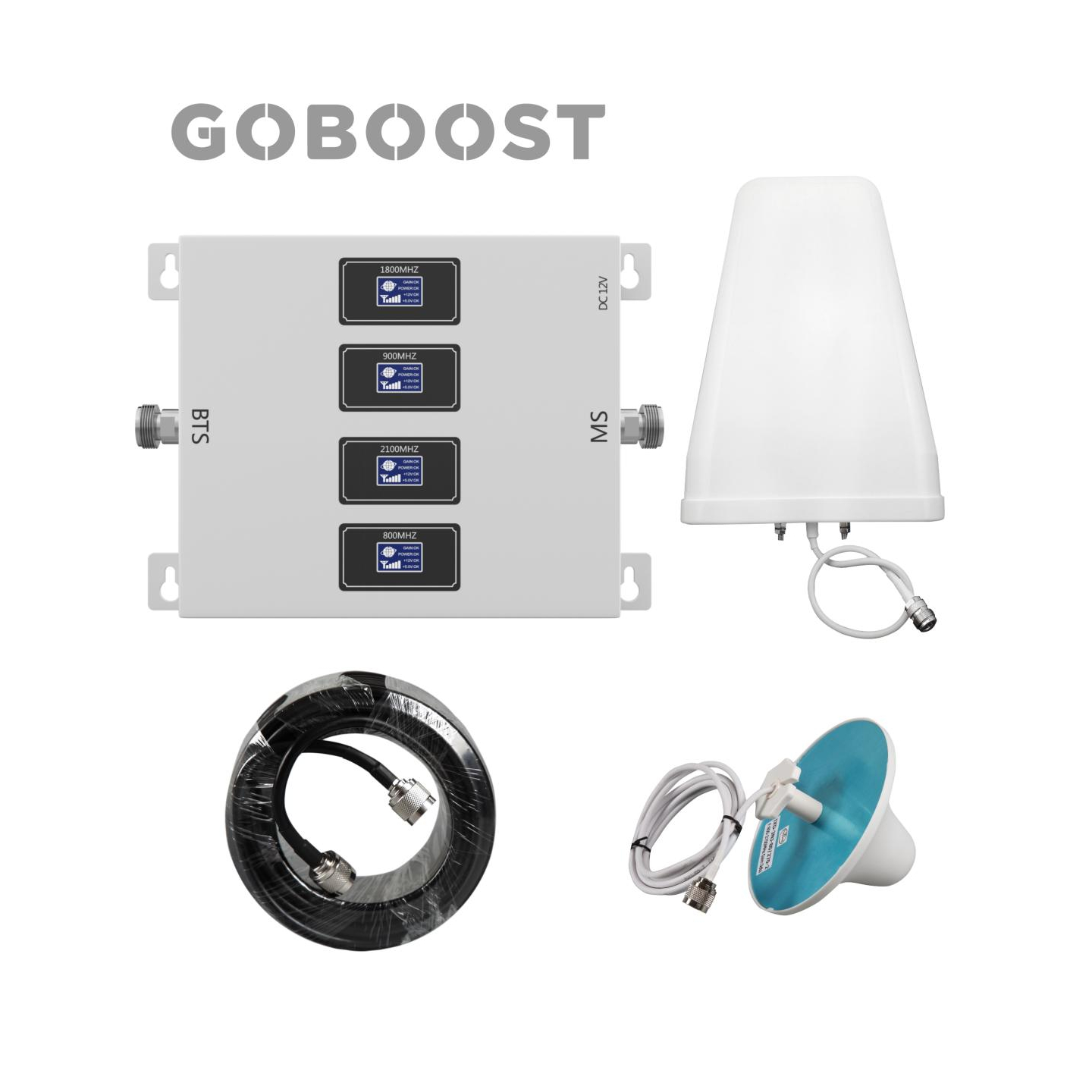 Усилители Goboost 2g 3g 4g 4-полосный ретранслятор 800 900 1800 2100 Усилитель сотового сигнала 20 дБм усилитель