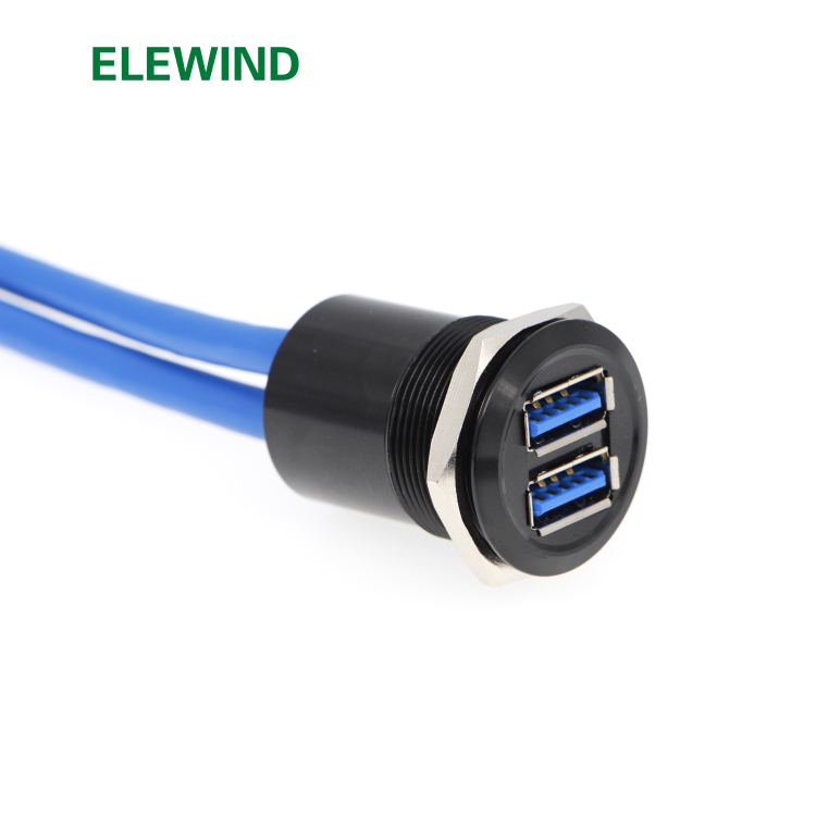 Металлический USB-разъем 25 мм/USB-разъем 2x USB3.0 мама A-папа A 2x60 см проводка