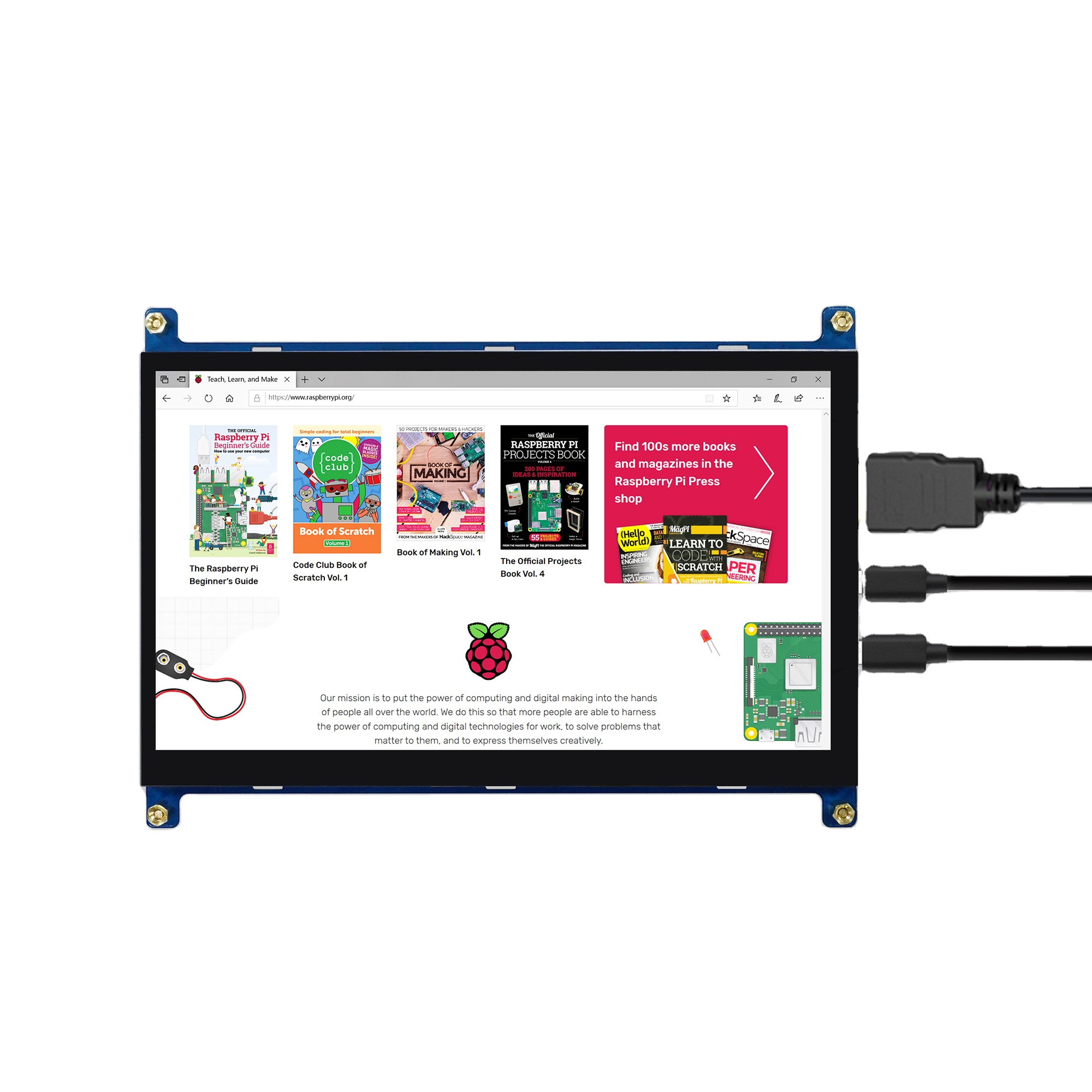 7 "солнечном свете 1024x600 600 cd/m2 TN ЖК-монитор hdmi-дисплей флеш-накопитель usb, сенсорный модуль для Raspberry Pi 4