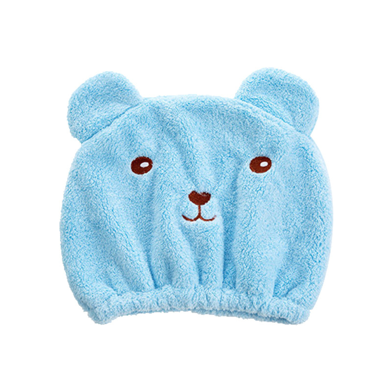 new coral wool embroidered bear dry hair hat cute cartoon super water absorption fast drying hair towel