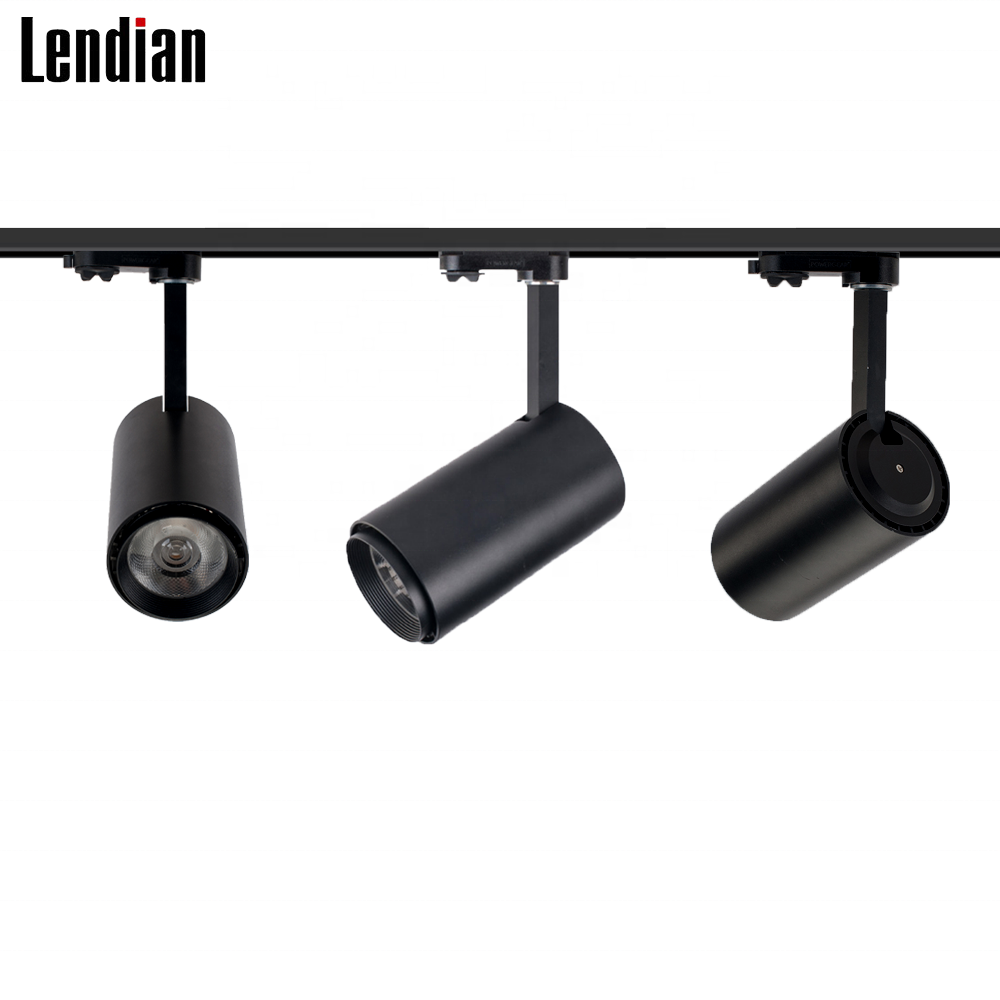 Modern indoor adjustable commercial office black white square round magnetic track spotlight led