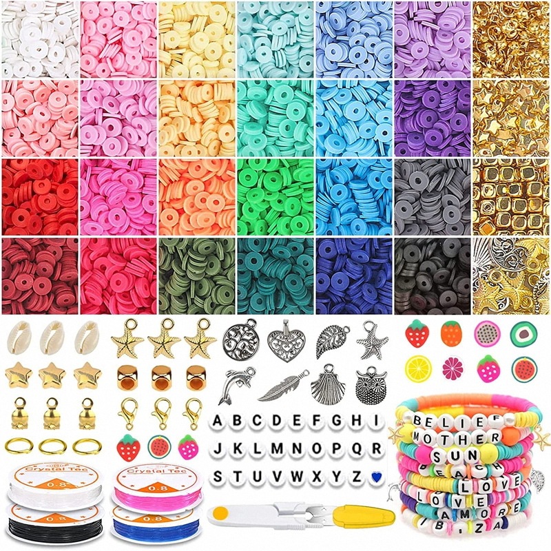 6mm Clay Beads Set Soft Ceramic Fruit Fimos Beads Diy Handmade Craft Letter Beads