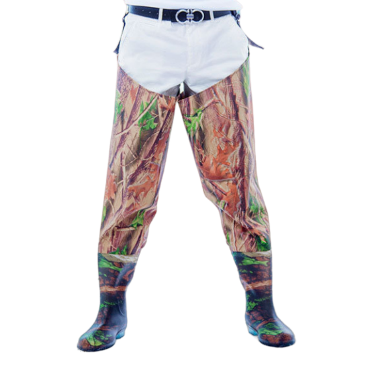 Anti-slip Wear- Resistant Durable Nylon PVC Lightweight Men's Waterproof Camo Hip Wader Boots for Fishing Hunting