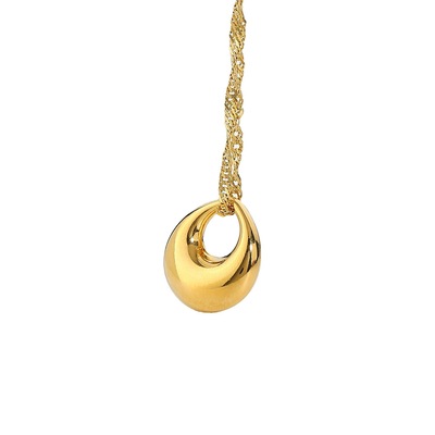 simple fashion women INS style 18K gold plated water drop pendant stainless steel necklace