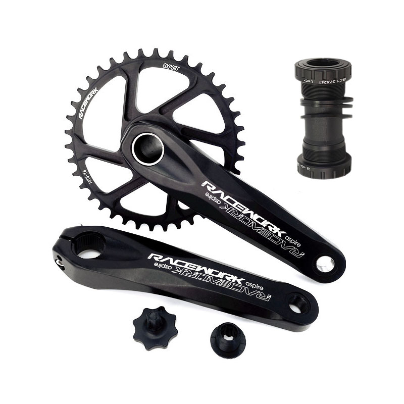 Комплект велосипедных кривошипов RACEWORK GXP, 170 мм, 104BCD, 32T, 34T, 36T, 38T, 6 градусов