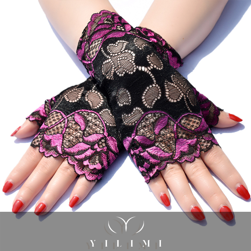 New Lace Fingerless Gloves Driving Female Riding Sunscreen Half-Finger Gloves Bride Wedding Etiquette Gloves