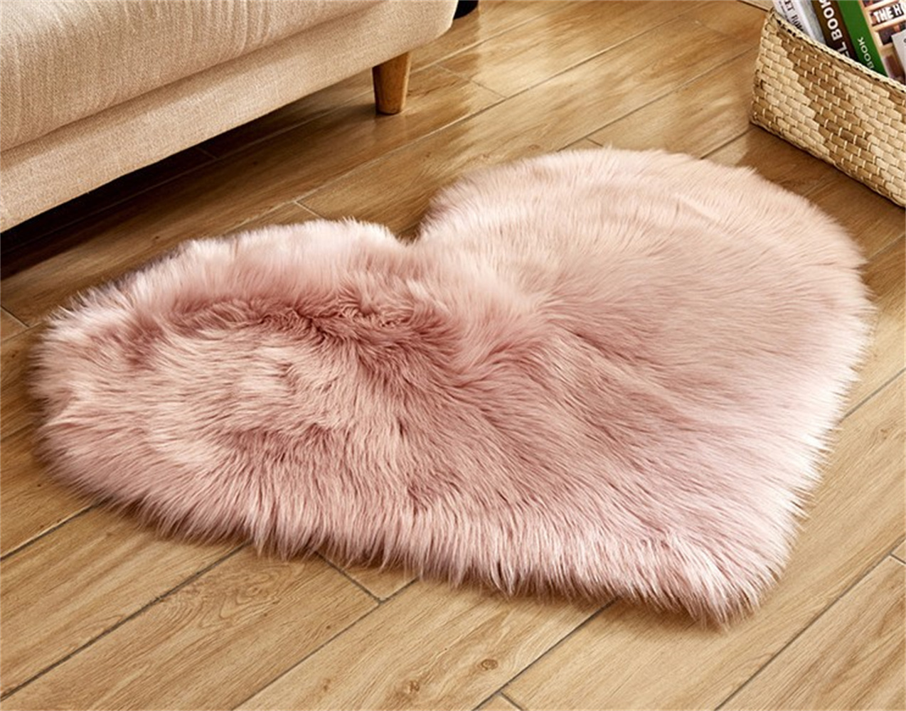 Heart-shaped Fur Faux Carpet Fur Mats Rug Carpet Solid Acrylic Living Room Rugs