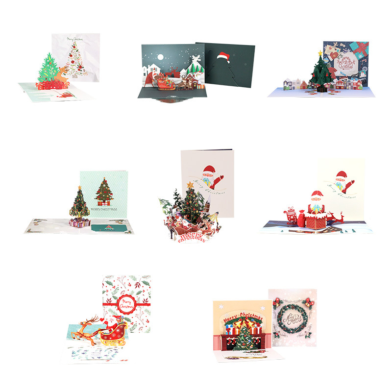 Christmas Greeting Cards gifts tree garland themes 3D cards for Children Friends Family party