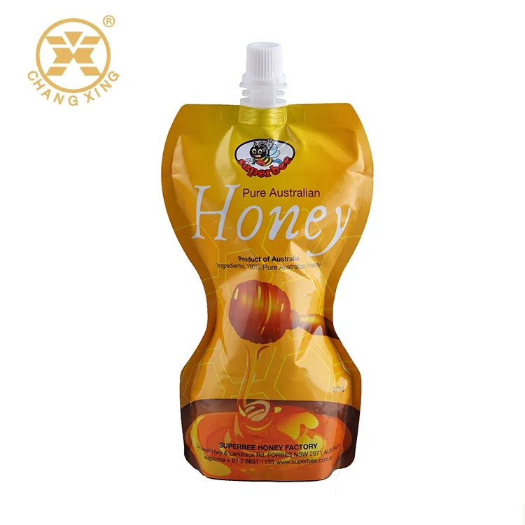 Aluminum Foil Spout bottle shape pouch For Honey Plastic Drink Pouch Beverage Bags Liquid Food Packaging Bags