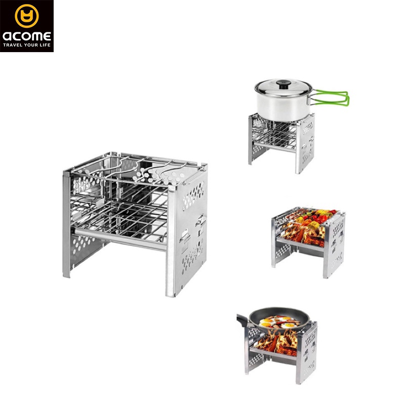 ACOME hot sale bbq grills charcoal smoker portable stainless steel outdoor camping travel picnic tools