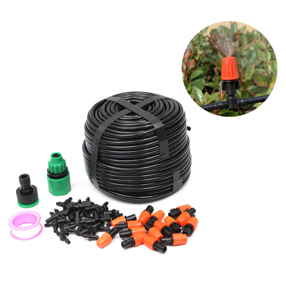 Orange Adjustable Atomized Home Garden Water Drip Irrigation Nozzle Set
