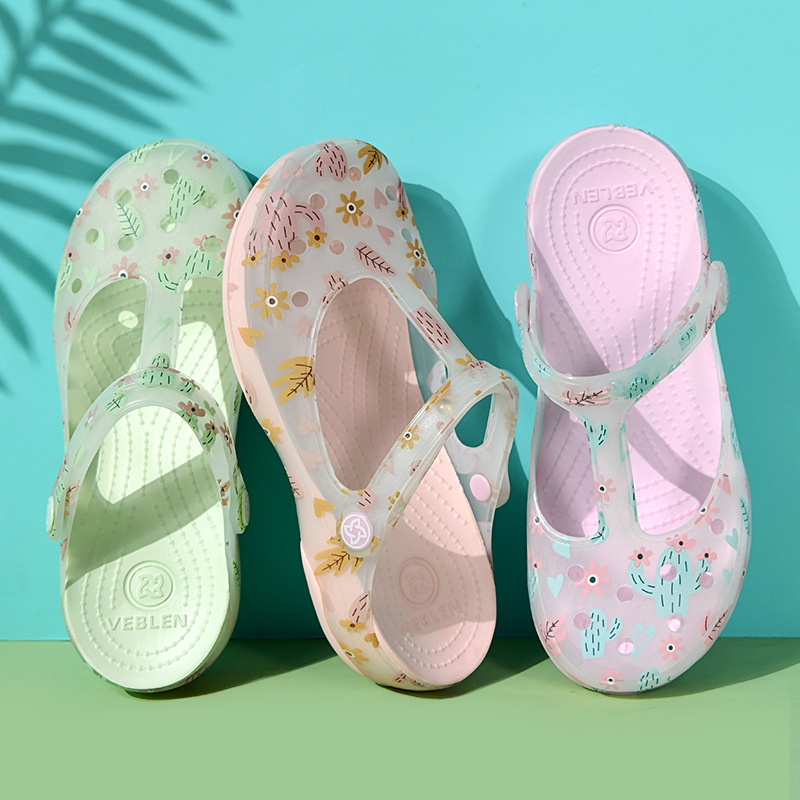 2021 Summer New Veblen Floral Garden Shoes Two Wear Beach Hole Shoes Jelly Women Sandals