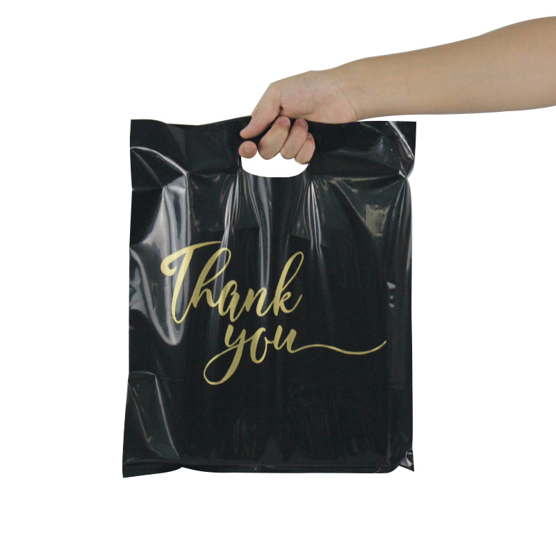 Custom Thank You Merchandise Bags, 12'' X 15'' Retail Shopping Bag With Die Cut Handles For Goodie, Plastic bags With Own Logo
