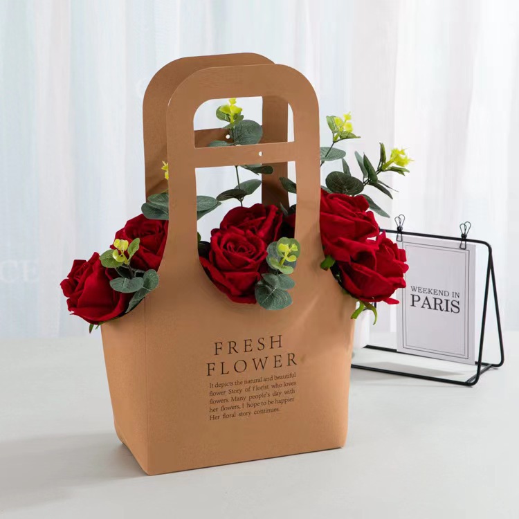 Wholesale Tanabata Valentine's Day Arrangement Flower Box Simple Hand-Held Rose Bouquet Paperboard Beautiful Flower Arrangement
