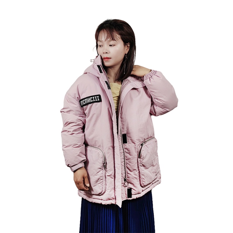 Women's hooded plus size big zipper pockets hooded puffer down parka jackets2021 winter