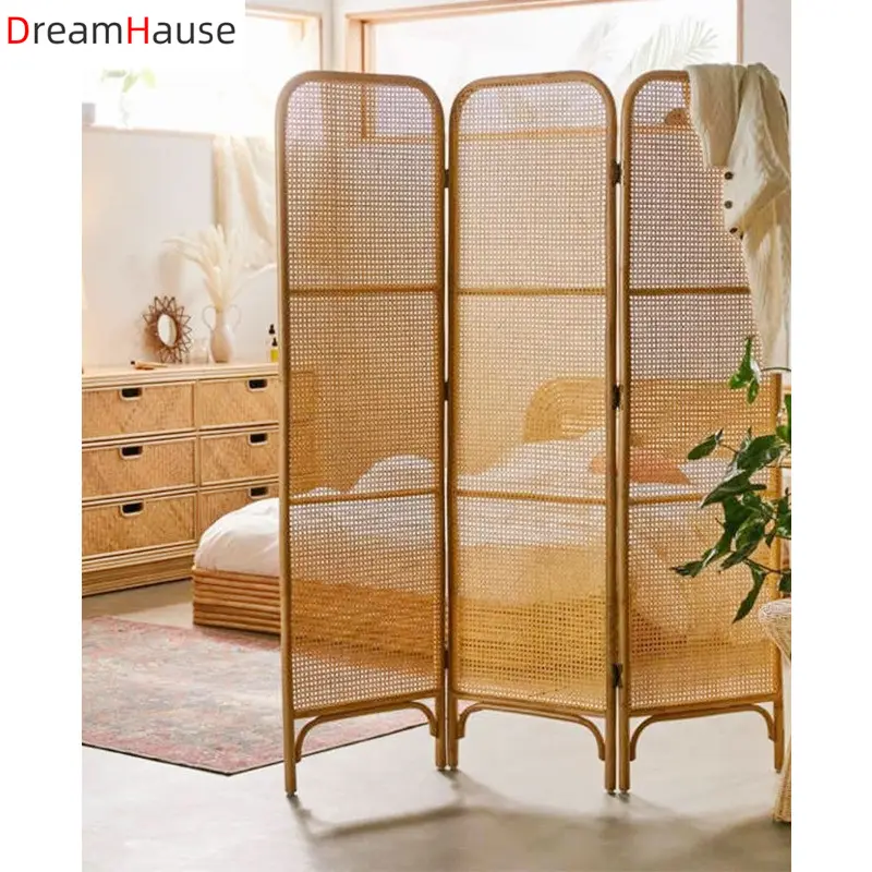 Dreamhause Indonesia Rattan Furniture Nordic Retro Partition Screen Hotel Living Room Entrance Bedroom Folded Divider Screen