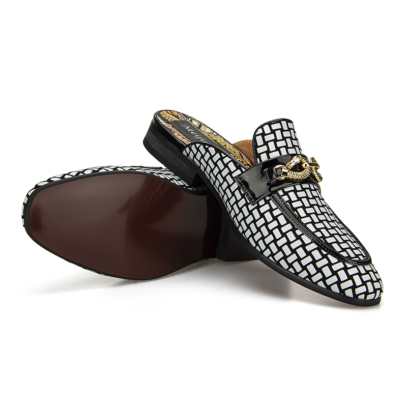 Mens Shoes Luxury Leather Gold Buckle Slip-on Penny Loafers