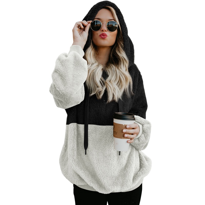 Wholesale New Style Colorblock Furry Wholesale Hoodies For Women