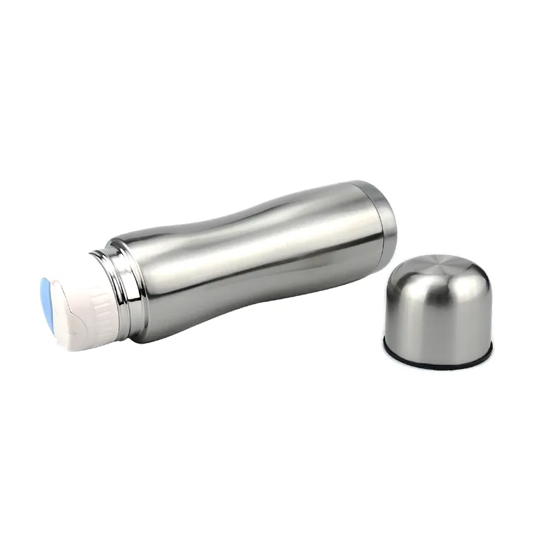 Stainless Steel Color Shrinked-middle Design Vacuum Bottle Water Flask Thermos