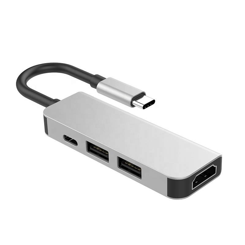 Aluminium 4 in 1 Type C Hub Type-c to HDTV 4K HD Multifunction Adapter USB 3.0 hdmi hub