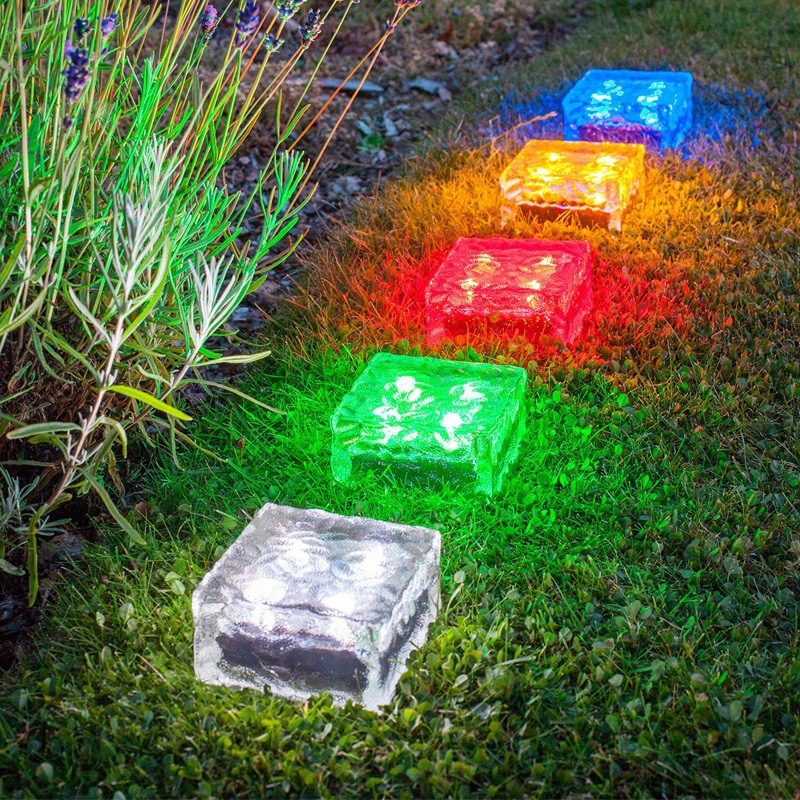 Водонепроницаемый RGB на солнечных батареях LED кирпич сад газон декоративный свет лампы
