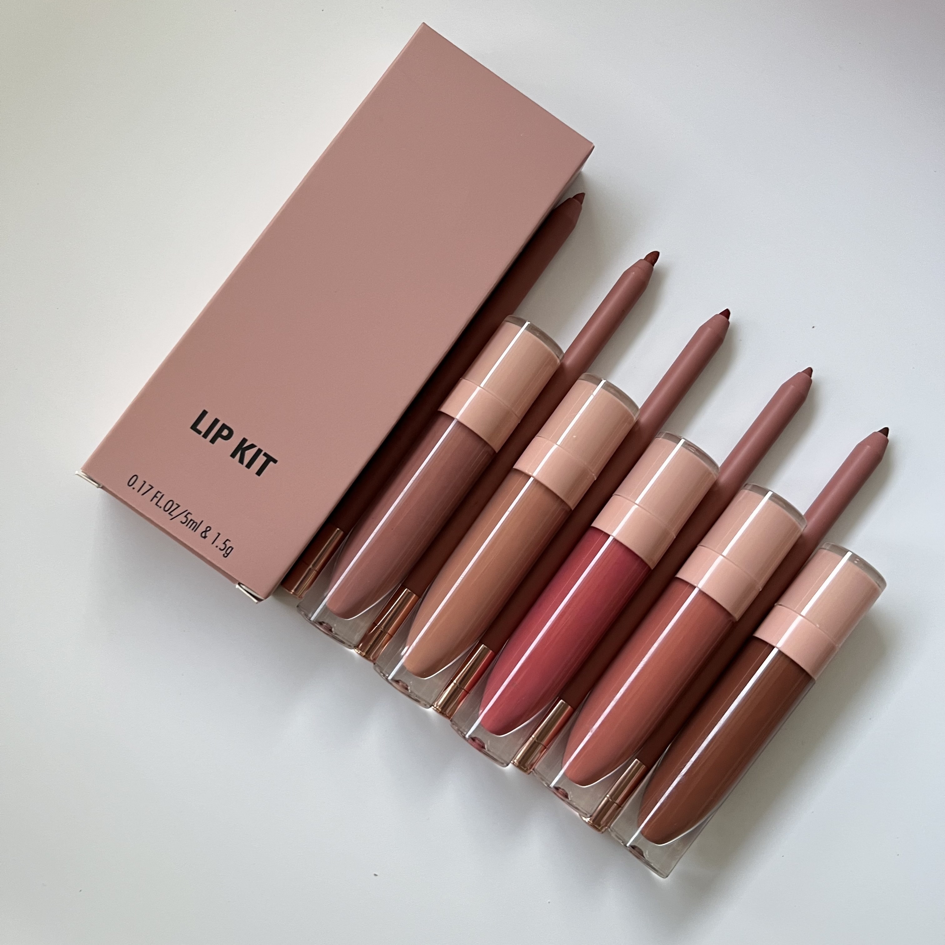 wholesale vegan creamy lip liner and lip gloss set private label