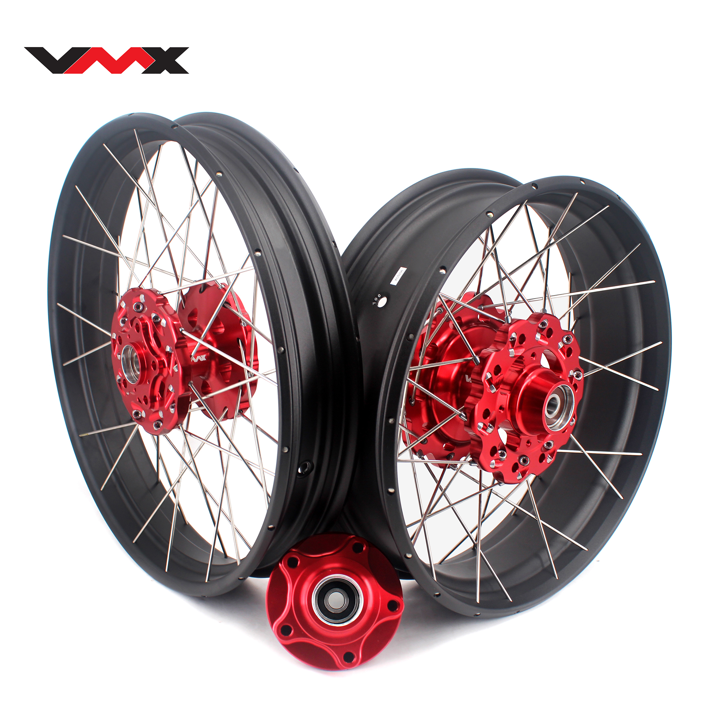 Комплект бескамерных колес VMX 2,5*19/4,25*17 дюймов, подходит для HONDA CB500X 2019-2021, красная ступица, черный обод