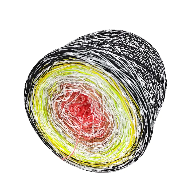 Low MOQ Customize Your Favorite Colors Yarn Cake Fancy Colorful Rainbow Crochet Cotton Gradient knitting Yarn Ball 1200m