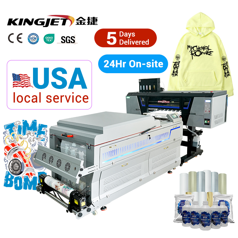 Kingjet stampante dtf printer pet dtg printer t-shirt hoodie jersey printing machine maquina dtf xp600 i3200 impresora dtf 60 cm