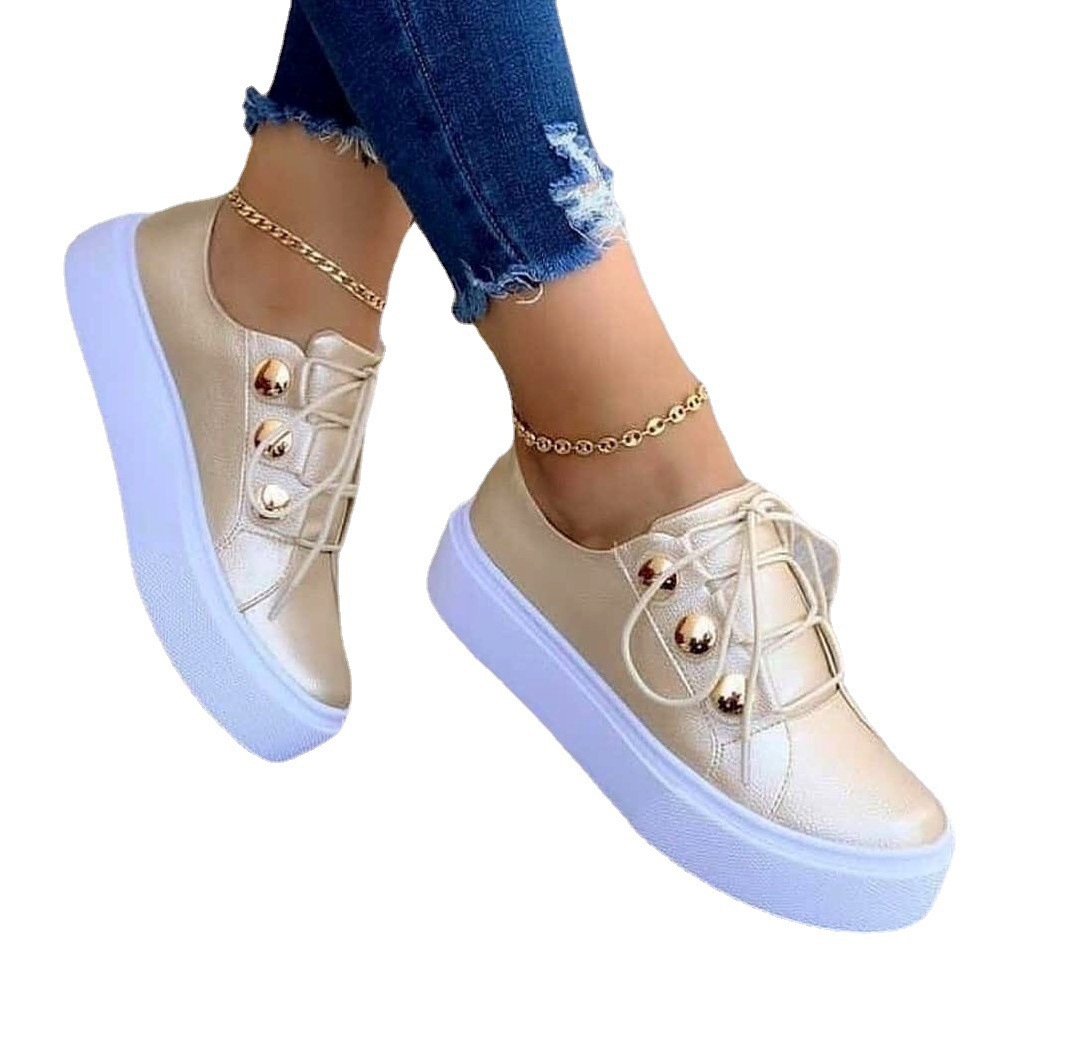 Large size casual flat single shoes women's European and American new round head thick sole leisure foreign trade women's single
