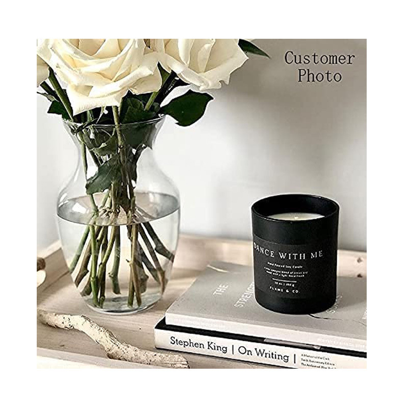 Candle container Glass with Bamboo Lid Wholesale matte black candle jar for candle making
