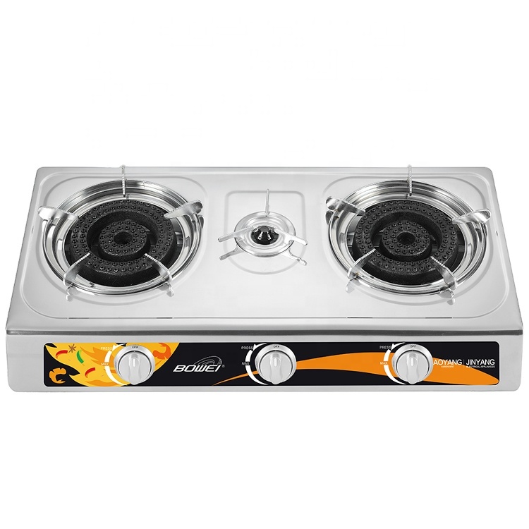 Cooking Stove Three Burner Gas Cooker Stove LPG NG Gas Stove Stainless Steel Commercial Gas Cooktops