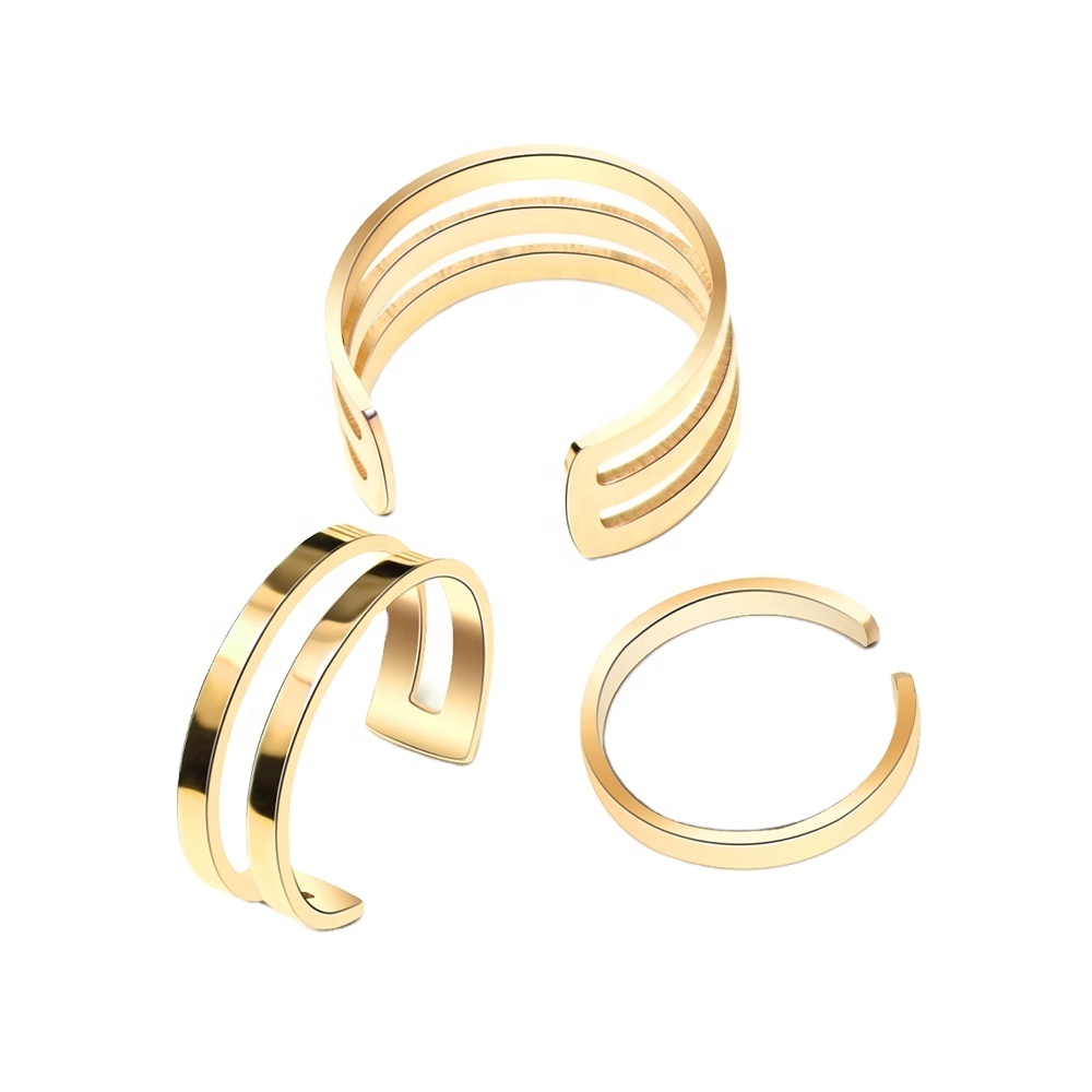 Rings for women 2021 stainless funky gold plated stainless steel rings pop Vintage Gold ring bague