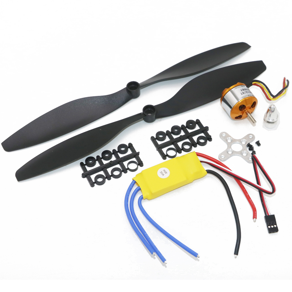 A2212 1045 кв A2208 бесщеточный мотор с внешним ротором + 30A ESC + пропеллер (1 пара) набор с четырьмя роторами для радиоуправляемого самолета мультикоптера