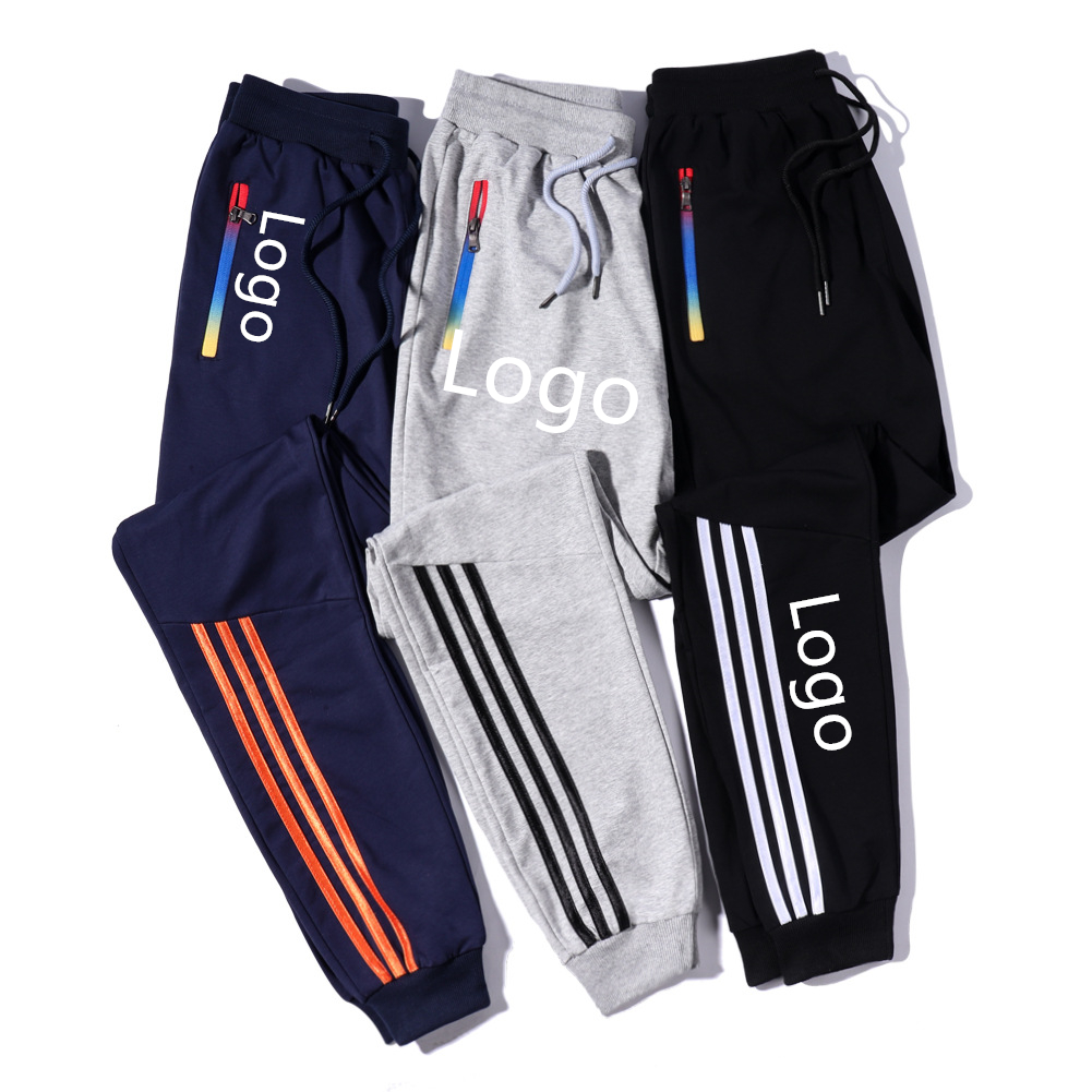 Street Style Custom Logo Men Tranning Trouseres100% Polyester Track Pants Slim Fit Striped Sport Pants Men