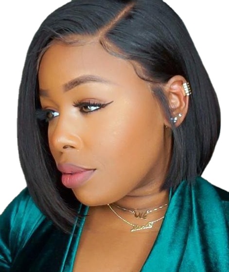 Side parting wig women short straight hair cover Hair Wig