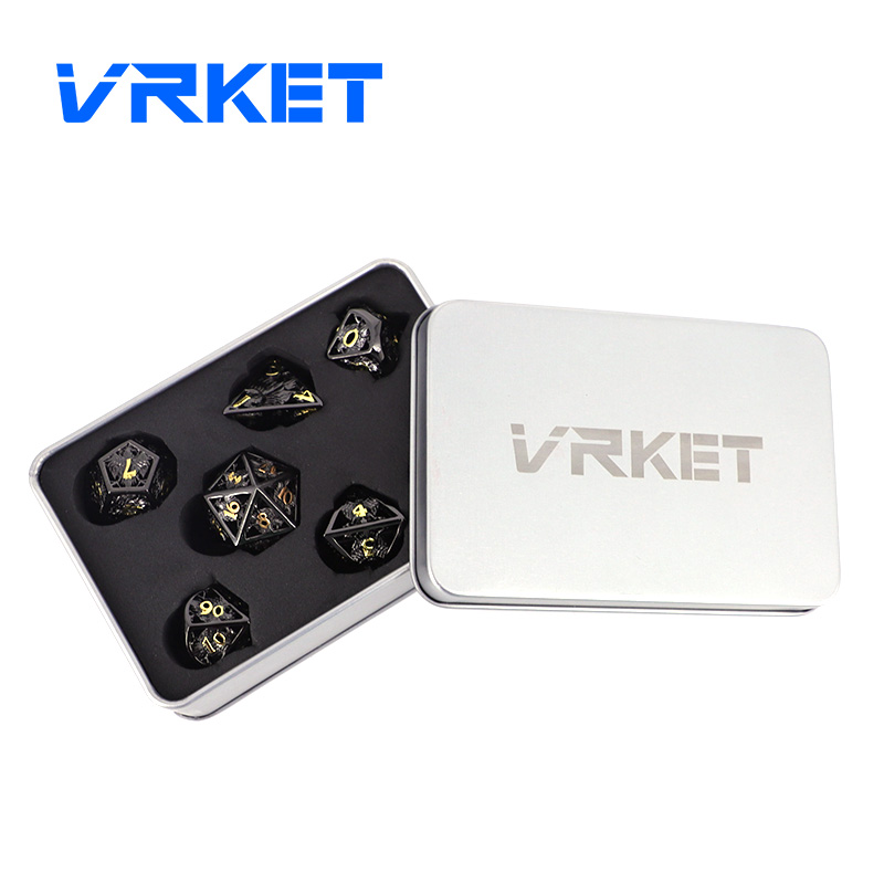 VRKET, 7 шт., на заказ, в случае, если набор металлических многогранных игральных костей dnd