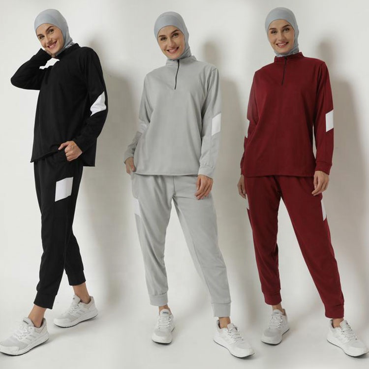 MOTIVE FORCE 2022 New Arrival 3pcs Islamic Clothing Fashion Jersey Muslim Tracksuits Women Sportswear With Sport Hijab
