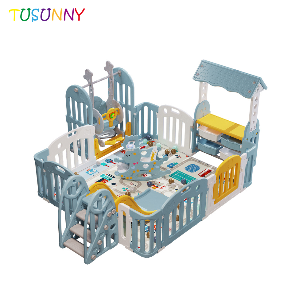 2021 Children Playyard Indoor Kids Play Yard Pen Removable Portable Safety Fence Plastic Foldable Baby Playpens for Playground